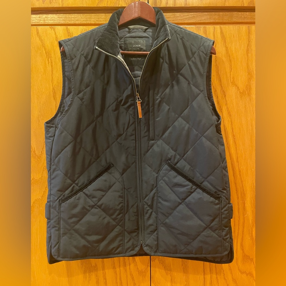 J Crew Sussex Quilted Vest with Corduroy-Lined Collar